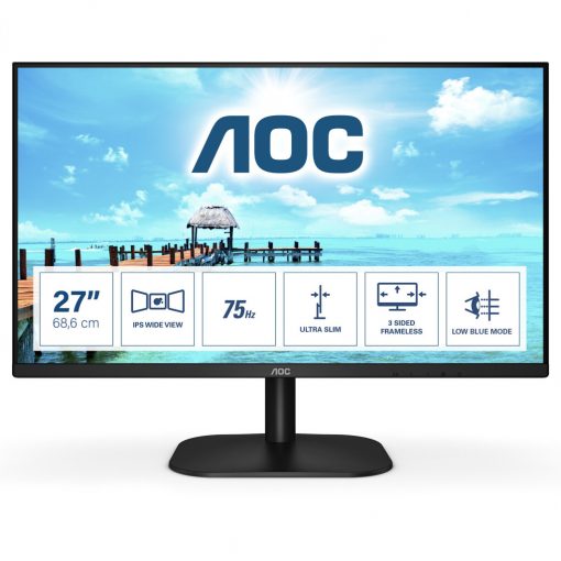 68,6cm/27'' (1920x1080) AOC 27B2H 8ms 16:9 VGA HDMI VESA Full HD Black