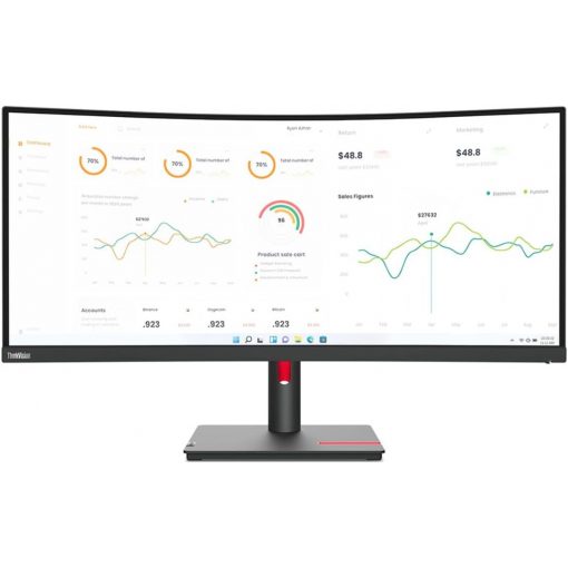 /937cm/34" (3440x1440) Lenovo ThinkVision T34w-30 4ms HDMI DP USB-C Wide Curve Raven Black