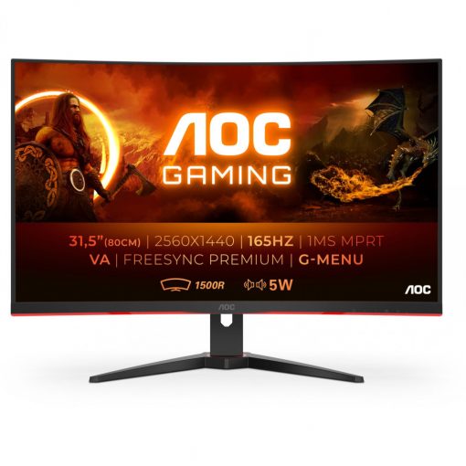 80cm/32" (2560x1440) AOC Gaming CQ32G2SE/BK Curved QHD 165Hz 1ms 2xHDMI DP LS Black/Red