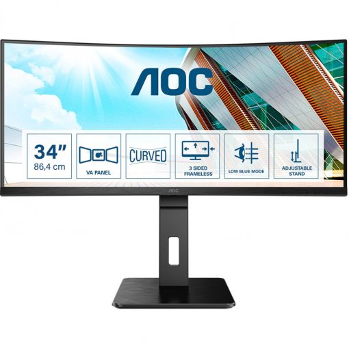 86,4cm/34'' (3440x1440) AOC Pro-Line CU34P2A 21:9 1ms USB 2xHDMI DisplayPort VESA Speaker 2K UHD Black