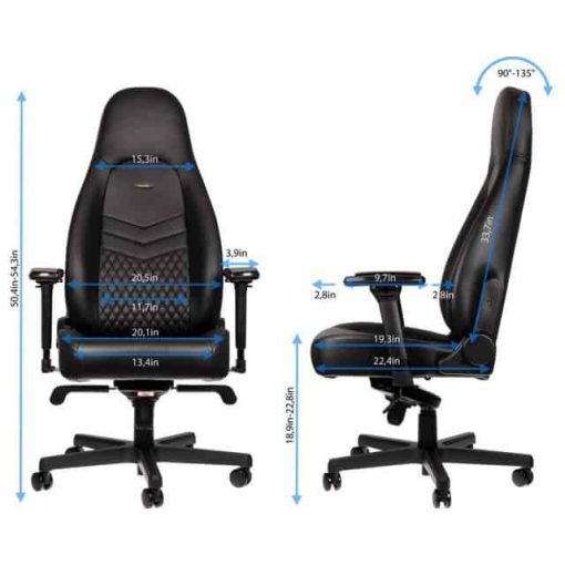 Gamer szék noblechairs ICON Valódi Bőr Fekete