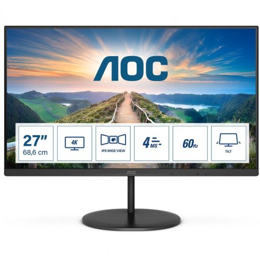 68,6cm/27" (3840x2160) AOC U27V4EA 16:9 4K IPS 4ms 60Hz HDMI DP Speaker Black